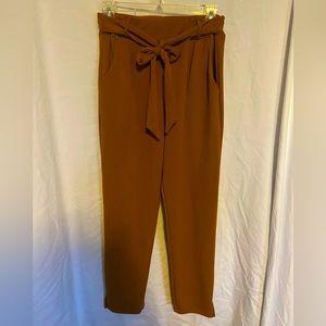 Streetwear Society dark brown mustard yellow color, tie front electric waist